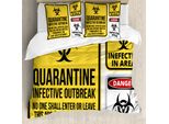 Abakuhaus Copripiumino Zombie, Pericolo Quarantena, Antiacaro, Adatto A Chi Soffre Di Allergie, Con Federe, 155 Cm X 220 Cm - 80 X 80 Cm, Giallo Rosso Nero