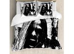Abakuhaus Copripiumino Zombie, Crazy Man Horror, Antiacaro, Adatto A Chi Soffre Di Allergie, Con Federe, 200 Cm X 200 Cm - 80 X 80 Cm, Bianco E Nero