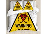 Abakuhaus Copripiumino Zombie, Warning Outbreak, Antiacaro, Adatto A Chi Soffre Di Allergie, Con Federe, 200 Cm X 200 Cm - 80 X 80 Cm, Terra Giallo Rosso Nero