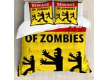 Abakuhaus Copripiumino Zombie, Arte Umoristica Di Fantasia, Antiacaro, Adatto A Chi Soffre Di Allergie, Con Federe, 200 Cm X 200 Cm - 80 X 80 Cm, Giallo, Nero, Rosso