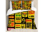 Abakuhaus Copripiumino Zombie, Apocalypse Signs, Antiacaro, Adatto A Chi Soffre Di Allergie, Con Federe, 200 Cm X 200 Cm - 80 X 80 Cm, Giallo, Grigio, Rosso