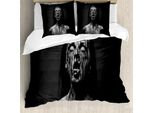 Abakuhaus Copripiumino Zombie, Donna Che Urla, Antiacaro, Adatto A Chi Soffre Di Allergie, Con Federe, 200 Cm X 200 Cm - 80 X 80 Cm, Bianco E Nero