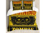 Abakuhaus Copripiumino Zombie, Motivo Horror Grunge, Antiacaro, Adatto A Chi Soffre Di Allergie, Con Federe, 200 Cm X 200 Cm - 80 X 80 Cm, Giallo Terra, Grigio, Rosso