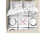 Abakuhaus Xo Copripiumino, Simplistic Spiel Pattern, Antiacaro, Adatto A Chi Soffre Di Allergie, Con Federe, 155 Cm X 220 Cm - 80 X 80 Cm, Vermiglio, Nero, Bianco