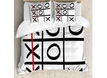 Abakuhaus Xo Copripiumino, Motivo Popolare Ispirato Ai Videogiochi, Antiacaro E Anallergico, Con Federe, 155 Cm X 220 Cm - 80 X 80 Cm, Vermiglio, Nero E Bianco