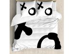 Abakuhaus Xo Copripiumino, Motivo Simplistic, Antiacaro, Adatto A Chi Soffre Di Allergie, Con Federe, 200 Cm X 200 Cm - 80 X 80 Cm, Bianco E Nero