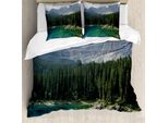 Abakuhaus Copripiumino Naturale, Foto Aerea Del Lago Pines, Antiacaro, Adatto A Chi Soffre Di Allergie, Con Federe, 200 Cm X 200 Cm - 80 X 80 Cm, Verde Scuro Giada
