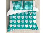 Abakuhaus Set Copripiumino Per San Valentino Per Letti Matrimoniali, Motivi A Cuore, Antiacaro, Adatto A Chi Soffre Di Allergie, Con Federe, Verde Giada, Crema Seafoam