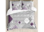 Abakuhaus Copripiumino Astratto, Quadrati Colorati A Pois, Antiacaro, Adatto A Chi Soffre Di Allergie, Con Federe, 155 Cm X 220 Cm - 80 X 80 Cm, Grigio, Viola, Bianco