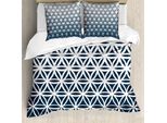 Abakuhaus Copripiumino Astratto, Retro Ombre Curves, Antiacaro, Adatto A Chi Soffre Di Allergie, Con Federe, 155 Cm X 220 Cm - 80 X 80 Cm, Blu Petrolio E Bianco