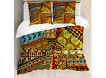 Abakuhaus Copripiumino Africano, Motivi Grunge, Antiacaro, Adatto A Chi Soffre Di Allergie, Con Federe, 155 Cm X 220 Cm - 80 X 80 Cm, Multicolore