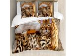 Abakuhaus Copripiumino Per Gattini, Gatti Del Bengala Nel Cestino, Antiacaro, Adatto A Chi Soffre Di Allergie, Con Federe, 200 Cm X 200 Cm - 80 X 80 Cm, Marrone Chiaro, Marrone Chiaro, Beige