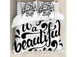 Abakuhaus Copripiumino Ispiratore, Vita Positiva, Antiacaro, Adatto A Chi Soffre Di Allergie, Con Federe, 155 Cm X 220 Cm - 80 X 80 Cm, Bianco E Nero