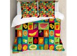 Copripiumino Abakuhaus Retro, Pop Art Grunge Frutta, Antiacaro, Adatto A Chi Soffre Di Allergie, Con Federe, 155 Cm X 220 Cm - 80 X 80 Cm, Multicolore