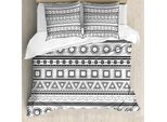 Abakuhaus Copripiumino Primitive, Bordi, Antiacaro, Adatto A Chi Soffre Di Allergie, Con Federe, 200 Cm X 200 Cm - 80 X 80 Cm, Bianco E Nero