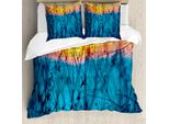 Abakuhaus Copripiumino Naturale, Fiori Secchi Autunnali, Antiacaro, Adatto A Chi Soffre Di Allergie, Con Federe, 200 Cm X 200 Cm - 80 X 80 Cm, Azzurro Pallido, Pesca, Arancione