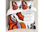 Abakuhaus Copripiumino Drachen, Disegno Di Cavaliere Dei Cartoni Animati, Antiacaro, Adatto A Chi Soffre Di Allergie, Con Federe, 155 Cm X 220 Cm - 80 X 80 Cm, Multicolore