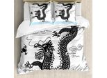 Abakuhaus Copripiumino Drachen, Mare Tradizionale Cinese, Antiacaro, Adatto A Chi Soffre Di Allergie, Con Federe, 200 Cm X 200 Cm - 80 X 80 Cm, Multicolore