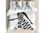 Abakuhaus Copripiumino Africano, Tribale Locale, Antiacaro, Adatto A Chi Soffre Di Allergie, Con Federe, 200 Cm X 200 Cm - 80 X 80 Cm, Bianco E Nero