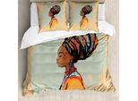 Abakuhaus Copripiumino Africano, Profilo, Antiacaro, Adatto A Chi Soffre Di Allergie, Con Federe, 200 Cm X 200 Cm - 80 X 80 Cm, Multicolore