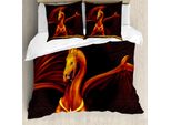 Abakuhaus Copripiumino Drachen, Tricorn Kunst, Antiacaro, Adatto A Chi Soffre Di Allergie, Con Federe, 200 Cm X 200 Cm - 80 X 80 Cm, Bordeaux Arancione Scuro