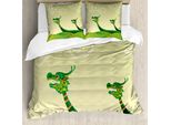 Abakuhaus Copripiumino Drago, Tatsu Animale Mitico, Antiacaro, Adatto A Chi Soffre Di Allergie, Con Federe, 200 Cm X 200 Cm - 80 X 80 Cm, Pistacchio E Verde Felce