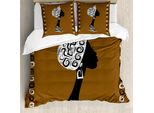 Abakuhaus Copripiumino Africano, Donna, Antiacaro, Adatto A Chi Soffre Di Allergie, Con Federe, 155 Cm X 220 Cm - 80 X 80 Cm, Marrone, Bianco, Nero
