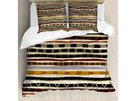 Abakuhaus Set Copripiumino Tribale Per Letti Matrimoniali, Stile Etnico Africano Trippy, Antiacaro, Adatto A Chi Soffre Di Allergie, Con Federe, Marrone Crema Nero