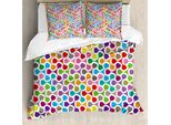 Abakuhaus Copripiumino Astratto, Colori Vivaci, Antiacaro, Adatto A Chi Soffre Di Allergie, Con Federe, 155 Cm X 220 Cm - 80 X 80 Cm, Multicolore