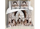 Abakuhaus Copripiumino Drachen, Monk Branchen Medieval, Antiacaro, Adatto A Chi Soffre Di Allergie, Con Federe, 155 Cm X 220 Cm - 80 X 80 Cm, Grigio Umbra Marrone
