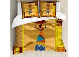 Abakuhaus Copripiumino Africano, Cammelli Ed Elefanti, Antiacaro, Adatto A Chi Soffre Di Allergie, Con Federe, 155 Cm X 220 Cm - 80 X 80 Cm, Multicolore