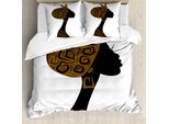 Abakuhaus Copripiumino Africano, Profilo A Foulard, Antiacaro, Adatto A Chi Soffre Di Allergie, Con Federe, 200 Cm X 200 Cm - 80 X 80 Cm, Marrone, Nero, Bianco
