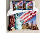 Abakuhaus Stati Uniti Copripiumino, Usa Touristic Concept, Antiacaro, Adatto A Chi Soffre Di Allergie, Con Federe, 155 Cm X 220 Cm - 80 X 80 Cm, Multicolore