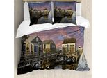 Abakuhaus Stati Uniti Copripiumino, Tramonto A Nantucket, Antiacaro, Adatto A Chi Soffre Di Allergie, Con Federe, 155 Cm X 220 Cm - 80 X 80 Cm, Coral Blue Sepia