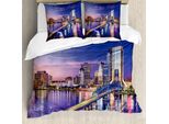 Abakuhaus Stati Uniti Copripiumino, Jacksonville City, Antiacaro, Adatto A Chi Soffre Di Allergie, Con Federe, 155 Cm X 220 Cm - 80 X 80 Cm, Blu Reale Rosa Chiaro