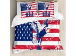 Abakuhaus Stati Uniti Copripiumino, Bandiera Americana, Antiacaro, Adatto A Chi Soffre Di Allergie, Con Federe, 155 Cm X 220 Cm - 80 X 80 Cm, Blu Navy, Bianco, Rosso