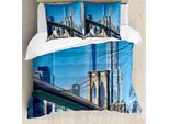 Abakuhaus Stati Uniti Copripiumino, Manhattan Zeichen, Antiacaro, Adatto A Chi Soffre Di Allergie, Con Federe, 200 Cm X 200 Cm - 80 X 80 Cm, Blu Pallido Tan