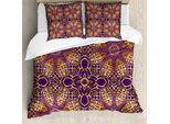 Abakuhaus Copripiumino Viola Mandala, Motivo Boho, Antiacaro, Adatto A Chi Soffre Di Allergie, Con Federe, 200 Cm X 200 Cm - 80 X 80 Cm, Viola, Giallo