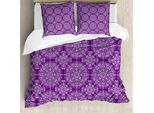 Abakuhaus Copripiumino Viola Mandala, Swirl Floral Ast, Antiacaro, Adatto A Chi Soffre Di Allergie, Con Federe, 155 Cm X 220 Cm - 80 X 80 Cm, Bianco Viola