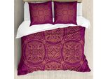 Abakuhaus Copripiumino Mandala Viola, Decorato In Stile Persiano, Antiacaro, Adatto A Chi Soffre Di Allergie, Con Federe, 200 Cm X 200 Cm - 80 X 80 Cm, Viola, Giallo