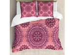 Abakuhaus Set Copripiumino Viola Mandala Per Letti Matrimoniali, Stile Bohemien Antico, Antiacaro, Adatto A Chi Soffre Di Allergie, Con Federe, Colore Fucsia Rosso Corallo