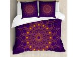 Abakuhaus Copripiumino Viola Mandala, Mystic Sun, Antiacaro, Adatto A Chi Soffre Di Allergie, Con Federe, 155 Cm X 220 Cm - 80 X 80 Cm, Calendula
