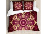 Abakuhaus Copripiumino Viola Mandala, Stile Retrò Orientale, Antiacaro E Anallergico, Con Federe, 200 Cm X 200 Cm - 80 X 80 Cm, Giallo Rosa Essiccato