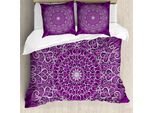 Abakuhaus Copripiumino Viola Mandala, Tibetian Cosmos, Antiacaro, Adatto A Chi Soffre Di Allergie, Con Federe, 155 Cm X 220 Cm - 80 X 80 Cm, Bianco Viola