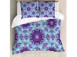 Abakuhaus Set Copripiumino Viola Mandala Per Letti Matrimoniali, Mosaico Frattale, Antiacaro, Adatto A Chi Soffre Di Allergie, Con Federe, Azzurro, Viola, Viola, Verde Acqua