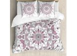 Abakuhaus Copripiumino Viola Mandala, Pastello Lotus, Antiacaro Adatto A Chi Soffre Di Allergie Con Federe, 155 Cm X 220 Cm - 80 X 80 Cm, Bianco Rosa Chiaro