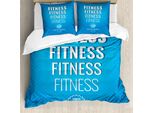 Set Copripiumino Abakuhaus Fitness Per Letti Matrimoniali, Motivo A Quadri Motivazionale, Antiacaro, Adatto A Chi Soffre Di Allergie, Con Federe, Azzurro E Bianco