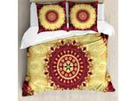 Abakuhaus Copripiumino Viola Mandala, Arte Barocca Antica, Antiacaro, Adatto A Chi Soffre Di Allergie, Con Federe, 155 Cm X 220 Cm - 80 X 80 Cm, Marrone Giallo