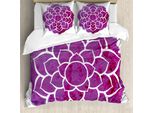 Abakuhaus Copripiumino Viola Mandala, Meditation Boho, Antiacaro, Adatto A Chi Soffre Di Allergie, Con Federe, 155 Cm X 220 Cm - 80 X 80 Cm, Fucsia Bianco