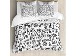 Abakuhaus Copripiumino Fitness, Palestra, Antiacaro, Adatto A Chi Soffre Di Allergie, Con Federe, 200 Cm X 200 Cm - 80 X 80 Cm, Bianco E Nero